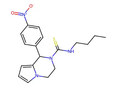 N-butyl-1-(4-nitrophenyl)-3,4-dihydropyrrolo[1,2-a]pyrazine-2(1H)-carbothioamide structure