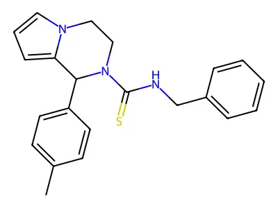 N-benzyl-1-(p-tolyl)-3,4-dihydropyrrolo[1,2-a]pyrazine-2(1H)-carbothioamide structure