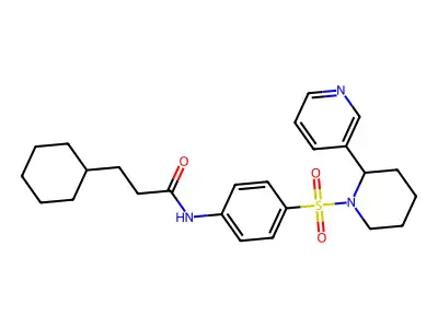 3-cyclohexyl-N-(4-((2-(pyridin-3-yl)piperidin-1-yl)sulfonyl)phenyl)propanamide structure