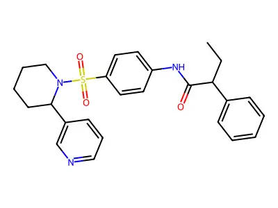 2-phenyl-N-(4-((2-(pyridin-3-yl)piperidin-1-yl)sulfonyl)phenyl)butanamide structure