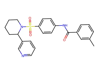 3-methyl-N-(4-((2-(pyridin-3-yl)piperidin-1-yl)sulfonyl)phenyl)benzamide structure