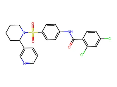 2,4-dichloro-N-(4-((2-(pyridin-3-yl)piperidin-1-yl)sulfonyl)phenyl)benzamide structure