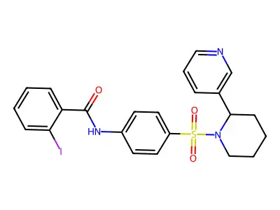 2-iodo-N-[4-(2-pyridin-3-ylpiperidin-1-yl)sulfonylphenyl]benzamide structure