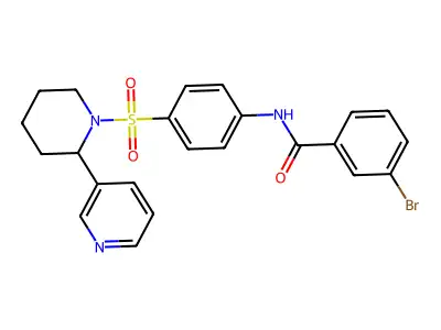 3-bromo-N-(4-((2-(pyridin-3-yl)piperidin-1-yl)sulfonyl)phenyl)benzamide structure