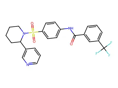 N-(4-{[2-(pyridin-3-yl)piperidin-1-yl]sulfonyl}phenyl)-3-(trifluoromethyl)benzamide structure