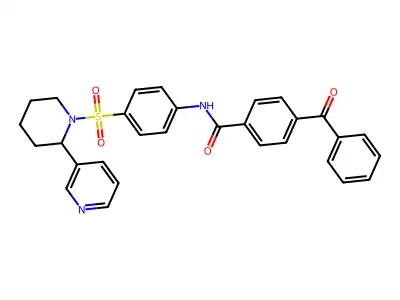 4-benzoyl-N-(4-((2-(pyridin-3-yl)piperidin-1-yl)sulfonyl)phenyl)benzamide structure