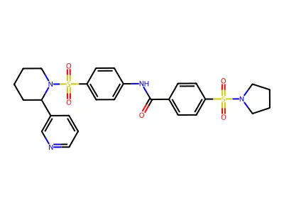 N-(4-{[2-(pyridin-3-yl)piperidin-1-yl]sulfonyl}phenyl)-4-(pyrrolidine-1-sulfonyl)benzamide structure