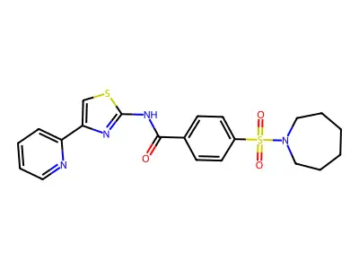 4-(azepan-1-ylsulfonyl)-N-(4-pyridin-2-yl-1,3-thiazol-2-yl)benzamide structure