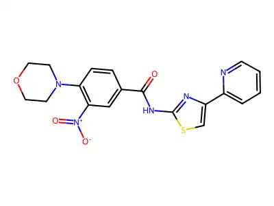 4-morpholino-3-nitro-N-(4-(pyridin-2-yl)thiazol-2-yl)benzamide structure