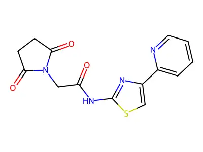 2-(2,5-dioxopyrrolidin-1-yl)-N-(4-(pyridin-2-yl)thiazol-2-yl)acetamide structure