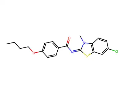 (Z)-4-butoxy-N-(6-chloro-3-methylbenzo[d]thiazol-2(3H)-ylidene)benzamide structure