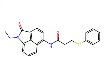 N-(1-ethyl-2-oxo-1,2-dihydrobenzo[cd]indol-5-yl)-3-(phenylthio)propanamide structure