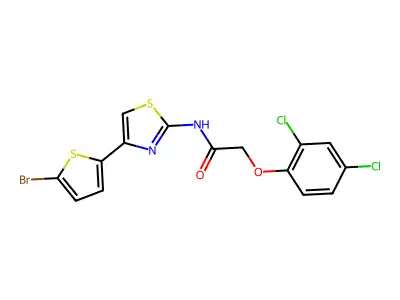 N-[4-(5-bromothiophen-2-yl)-1,3-thiazol-2-yl]-2-(2,4-dichlorophenoxy)acetamide structure