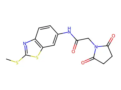 2-(2,5-dioxopyrrolidin-1-yl)-N-(2-(methylthio)benzo[d]thiazol-6-yl)acetamide structure