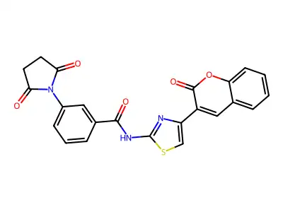 3-(2,5-dioxopyrrolidin-1-yl)-N-(4-(2-oxo-2H-chromen-3-yl)thiazol-2-yl)benzamide structure