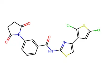 N-[4-(2,5-dichlorothiophen-3-yl)-1,3-thiazol-2-yl]-3-(2,5-dioxopyrrolidin-1-yl)benzamide structure