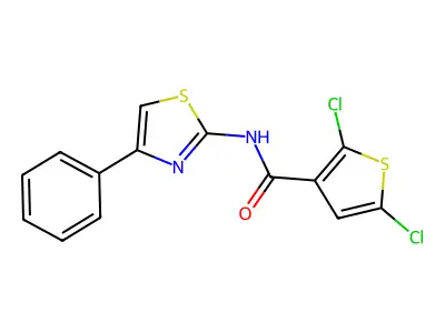 2,5-dichloro-N-(4-phenyl-1,3-thiazol-2-yl)thiophene-3-carboxamide structure