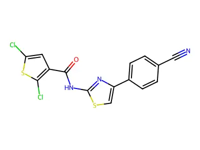 2,5-dichloro-N-[4-(4-cyanophenyl)-1,3-thiazol-2-yl]thiophene-3-carboxamide structure