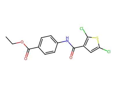 Ethyl 4-(2,5-dichlorothiophene-3-carboxamido)benzoate structure