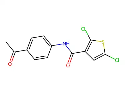 N-(4-acetylphenyl)-2,5-dichlorothiophene-3-carboxamide structure