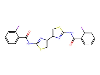 N,N'-([4,4'-bithiazole]-2,2'-diyl)bis(2-iodobenzamide) structure