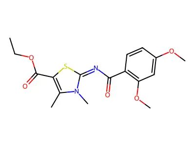 Ethyl 2-(2,4-dimethoxybenzoyl)imino-3,4-dimethyl-1,3-thiazole-5-carboxylate structure