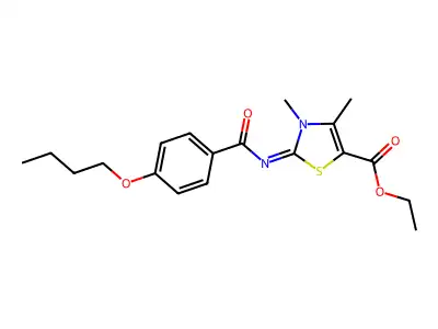 ethyl (2Z)-2-[(4-butoxybenzoyl)imino]-3,4-dimethyl-2,3-dihydro-1,3-thiazole-5-carboxylate structure