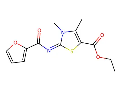 Ethyl 2-(furan-2-carbonylimino)-3,4-dimethyl-1,3-thiazole-5-carboxylate structure