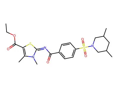 ethyl (2Z)-2-({4-[(3,5-dimethylpiperidin-1-yl)sulfonyl]benzoyl}imino)-3,4-dimethyl-2,3-dihydro-1,3-thiazole-5-carboxylate structure