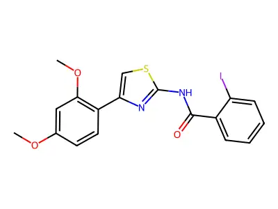 N-[4-(2,4-dimethoxyphenyl)-1,3-thiazol-2-yl]-2-iodobenzamide structure