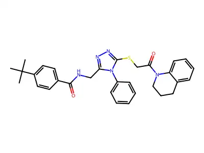 4-(tert-butyl)-N-((5-((2-(3,4-dihydroquinolin-1(2H)-yl)-2-oxoethyl)thio)-4-phenyl-4H-1,2,4-triazol-3-yl)methyl)benzamide structure