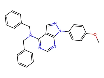 Bisbenzyl[1-(4-methoxyphenyl)pyrazolo[4,5-e]pyrimidin-4-yl]amine structure