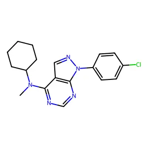 1-(4-chlorophenyl)-N-cyclohexyl-N-methylpyrazolo[3,4-d]pyrimidin-4-amine structure