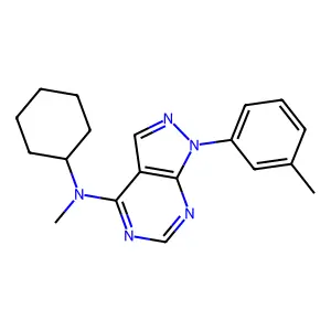 N-cyclohexyl-N-methyl-1-(3-methylphenyl)pyrazolo[3,4-d]pyrimidin-4-amine structure