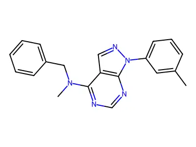 N-benzyl-N-methyl-1-(3-methylphenyl)-1H-pyrazolo[3,4-d]pyrimidin-4-amine structure