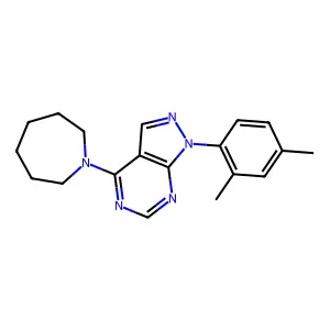 4-(azepan-1-yl)-1-(2,4-dimethylphenyl)-1H-pyrazolo[3,4-d]pyrimidine structure
