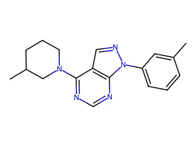 4-(3-methylpiperidin-1-yl)-1-(m-tolyl)-1H-pyrazolo[3,4-d]pyrimidine structure