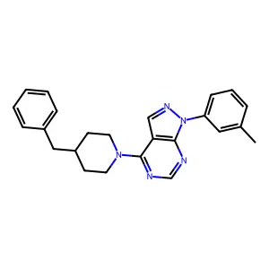 4-(4-benzylpiperidin-1-yl)-1-(3-methylphenyl)-1H-pyrazolo[3,4-d]pyrimidine structure