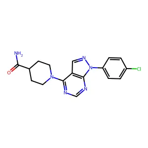 1-(1-(4-chlorophenyl)-1H-pyrazolo[3,4-d]pyrimidin-4-yl)piperidine-4-carboxamide structure
