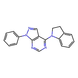 4-(2,3-dihydro-1H-indol-1-yl)-1-phenyl-1H-pyrazolo[3,4-d]pyrimidine structure