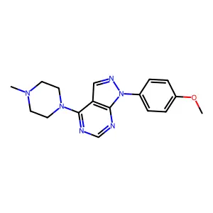 1-(4-methoxyphenyl)-4-(4-methylpiperazino)-1H-pyrazolo[3,4-d]pyrimidine structure