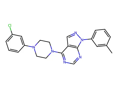 4-[4-(3-Chlorophenyl)piperazin-1-yl]-1-(3-methylphenyl)pyrazolo[3,4-d]pyrimidine structure
