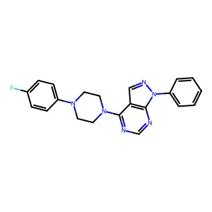 4-(4-(4-fluorophenyl)piperazin-1-yl)-1-phenyl-1H-pyrazolo[3,4-d]pyrimidine structure