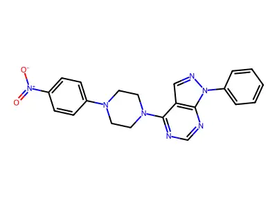 4-[4-(4-Nitrophenyl)piperazin-1-yl]-1-phenylpyrazolo[3,4-d]pyrimidine structure