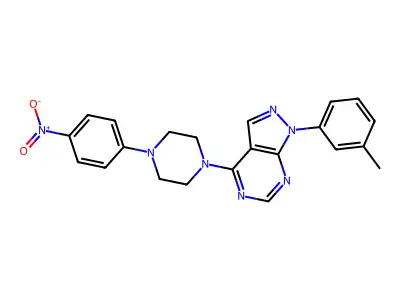 1-(3-Methylphenyl)-4-[4-(4-nitrophenyl)piperazin-1-yl]pyrazolo[3,4-d]pyrimidine structure