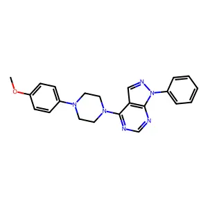 4-(4-(4-methoxyphenyl)piperazin-1-yl)-1-phenyl-1H-pyrazolo[3,4-d]pyrimidine structure