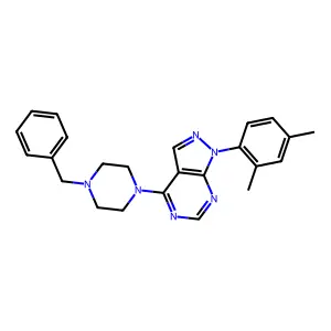4-(4-benzylpiperazin-1-yl)-1-(2,4-dimethylphenyl)-1H-pyrazolo[3,4-d]pyrimidine structure