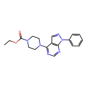 ethyl 4-(1-phenyl-1H-pyrazolo[3,4-d]pyrimidin-4-yl)piperazine-1-carboxylate structure