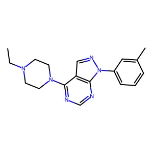4-(4-ethylpiperazin-1-yl)-1-(m-tolyl)-1H-pyrazolo[3,4-d]pyrimidine structure