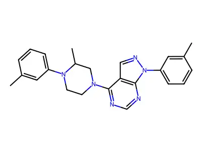 4-[3-methyl-4-(3-methylphenyl)piperazin-1-yl]-1-(3-methylphenyl)-1H-pyrazolo[3,4-d]pyrimidine structure
